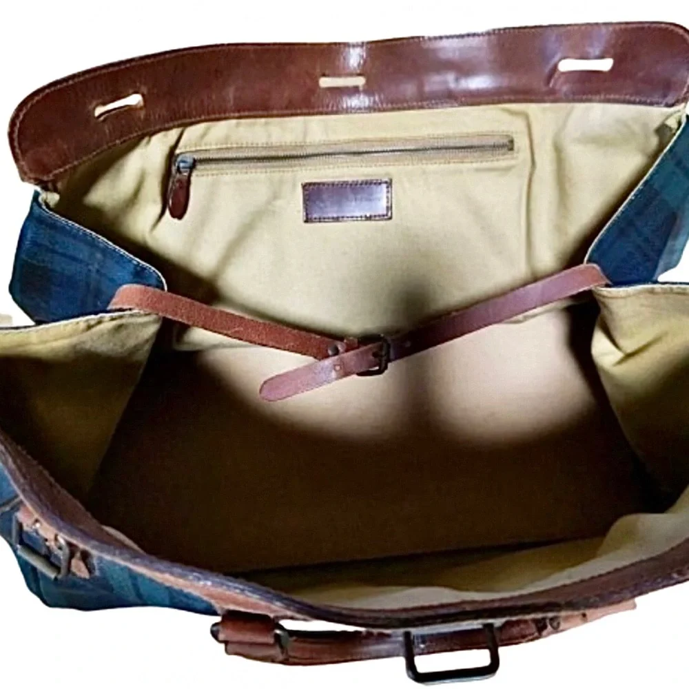 RALPH LAUREN Black Watch Tartan Plaid Boston Weekend Travel Duffle Bag 52cm
